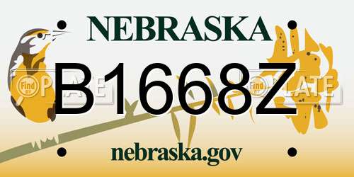 B1668Z Nebraska License Plate