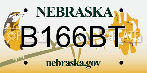B166BT Nebraska License Plate