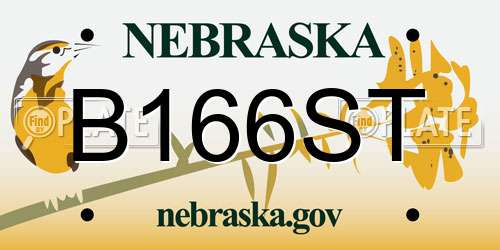 B166ST Nebraska License Plate