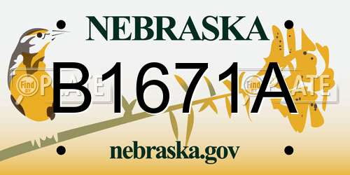 B1671A Nebraska License Plate