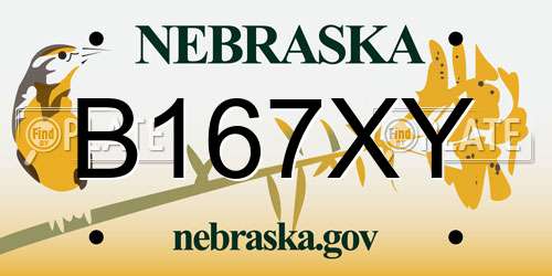 B167XY Nebraska License Plate