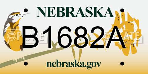 B1682A Nebraska License Plate