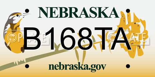 B168TA Nebraska License Plate