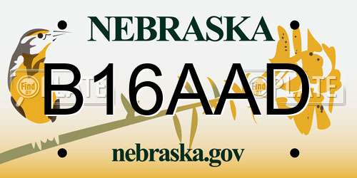 B16AAD Nebraska License Plate