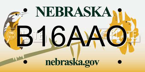 B16AAO Nebraska License Plate