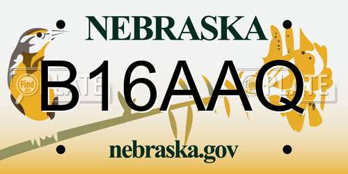 B16AAQ Nebraska License Plate