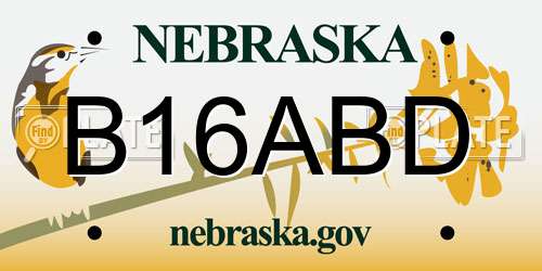 B16ABD Nebraska License Plate