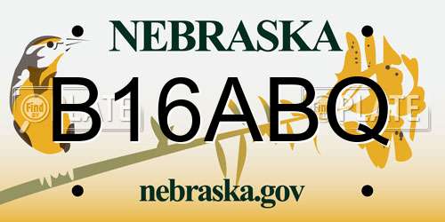 B16ABQ Nebraska License Plate