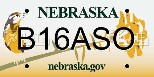 B16ASO Nebraska License Plate