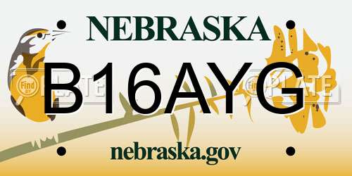 B16AYG Nebraska License Plate