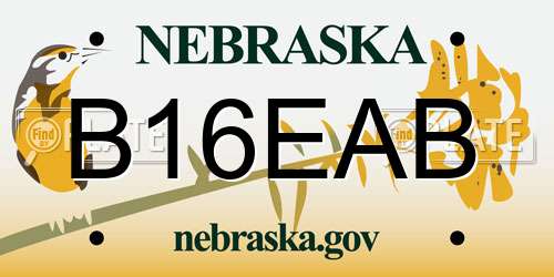 B16EAB Nebraska License Plate