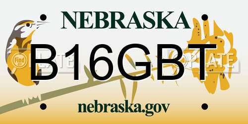 B16GBT Nebraska License Plate