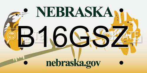 B16GSZ Nebraska License Plate