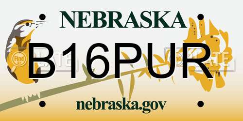B16PUR Nebraska License Plate