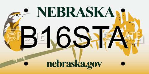 B16STA Nebraska License Plate