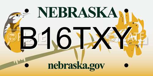 B16TXY Nebraska License Plate