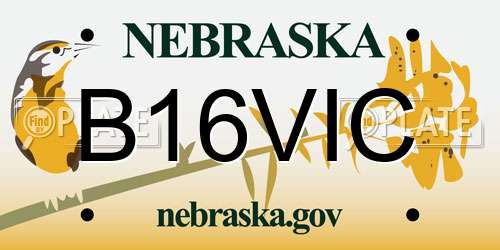 B16VIC Nebraska License Plate