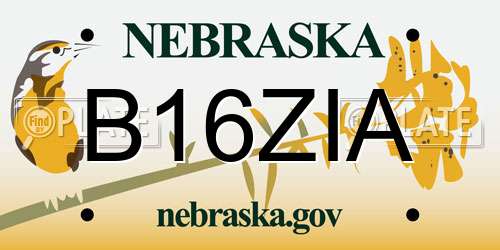 B16ZIA Nebraska License Plate