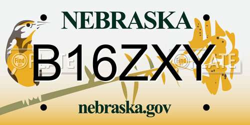 B16ZXY Nebraska License Plate