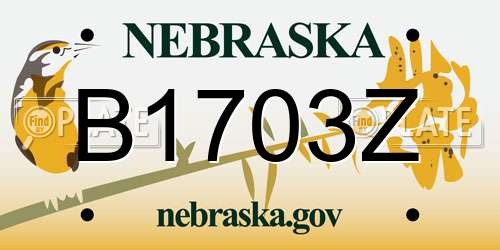 B1703Z Nebraska License Plate
