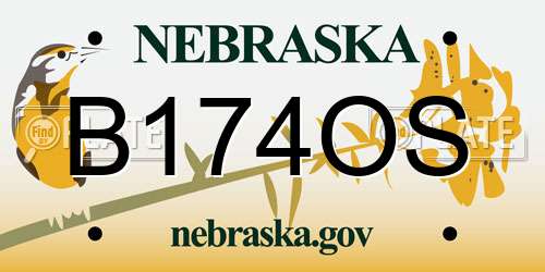 B174OS Nebraska License Plate