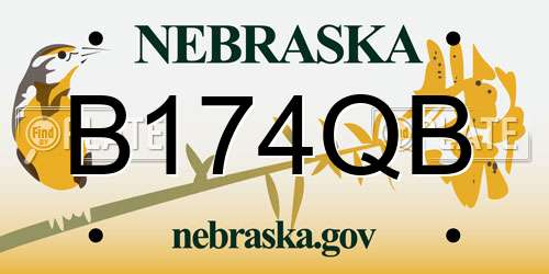 B174QB Nebraska License Plate