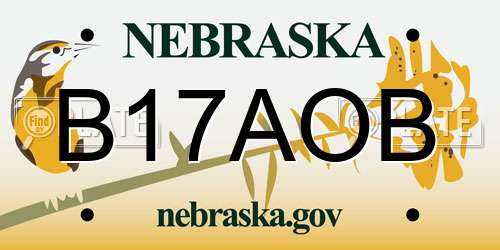 B17AOB Nebraska License Plate