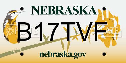 B17TVF Nebraska License Plate