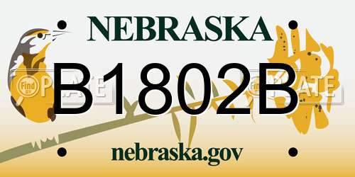 B1802B Nebraska License Plate