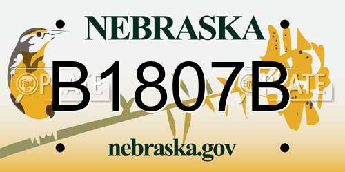 B1807B Nebraska License Plate