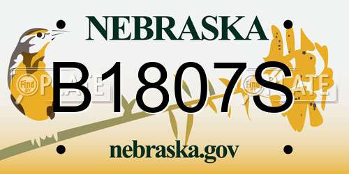 B1807S Nebraska License Plate