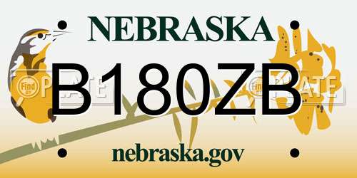 B180ZB Nebraska License Plate