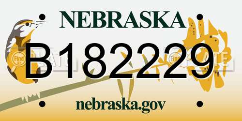 B182229 Nebraska License Plate