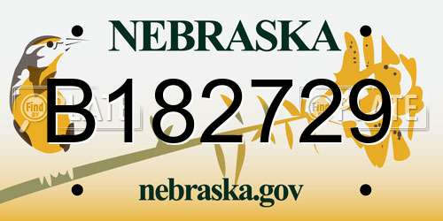B182729 Nebraska License Plate