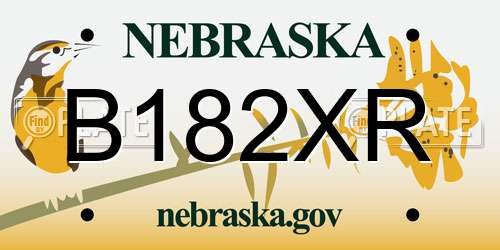 B182XR Nebraska License Plate