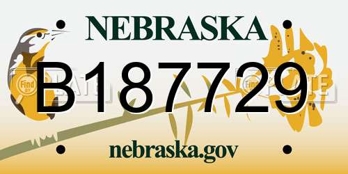 B187729 Nebraska License Plate
