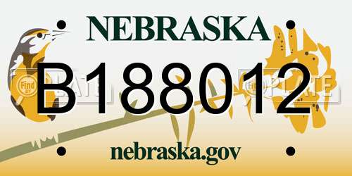 B188012 Nebraska License Plate
