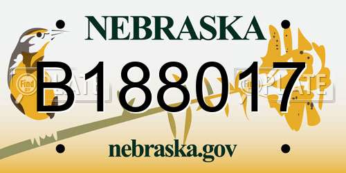 B188017 Nebraska License Plate