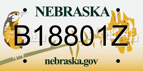 B18801Z Nebraska License Plate
