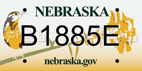 B1885E Nebraska License Plate