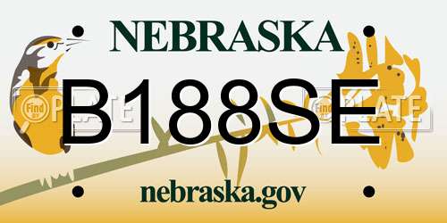B188SE Nebraska License Plate