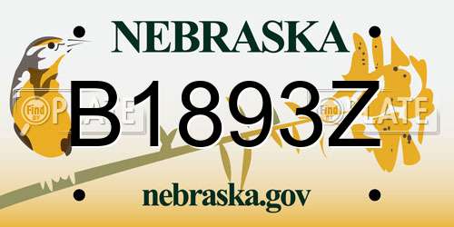 B1893Z Nebraska License Plate
