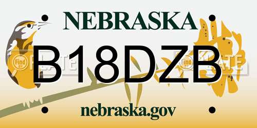 B18DZB Nebraska License Plate