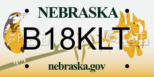 B18KLT Nebraska License Plate