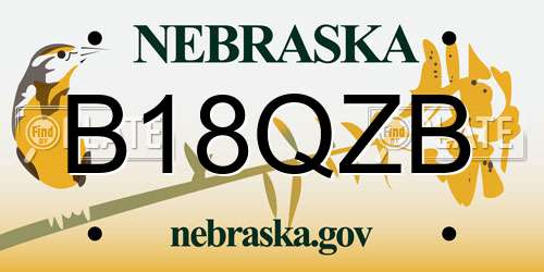 B18QZB Nebraska License Plate