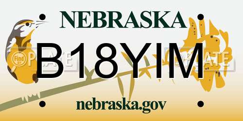 B18YIM Nebraska License Plate