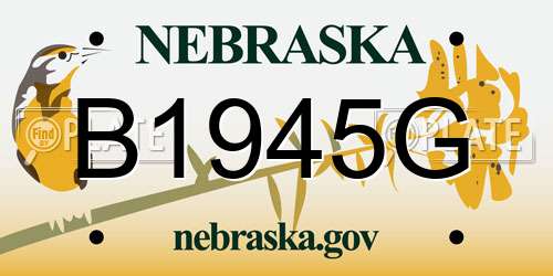 B1945G Nebraska License Plate