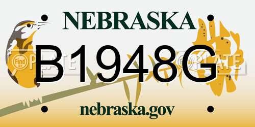 B1948G Nebraska License Plate