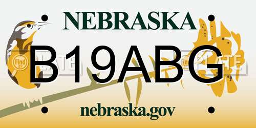 B19ABG Nebraska License Plate