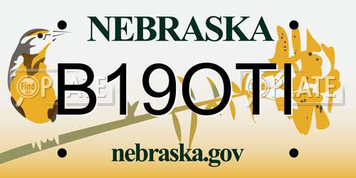 B19OTI Nebraska License Plate